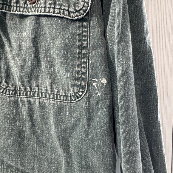 Vtg 90s LL Bean Canada Mens Plaid Flannel Lined Denim Shirt Size XL Distressed - Picture 2 of 10